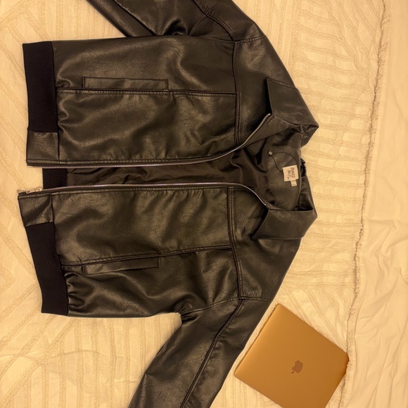 Princess Polly Goldsmith Faux Leather Bomber Jacket Black - Picture 3 of 7